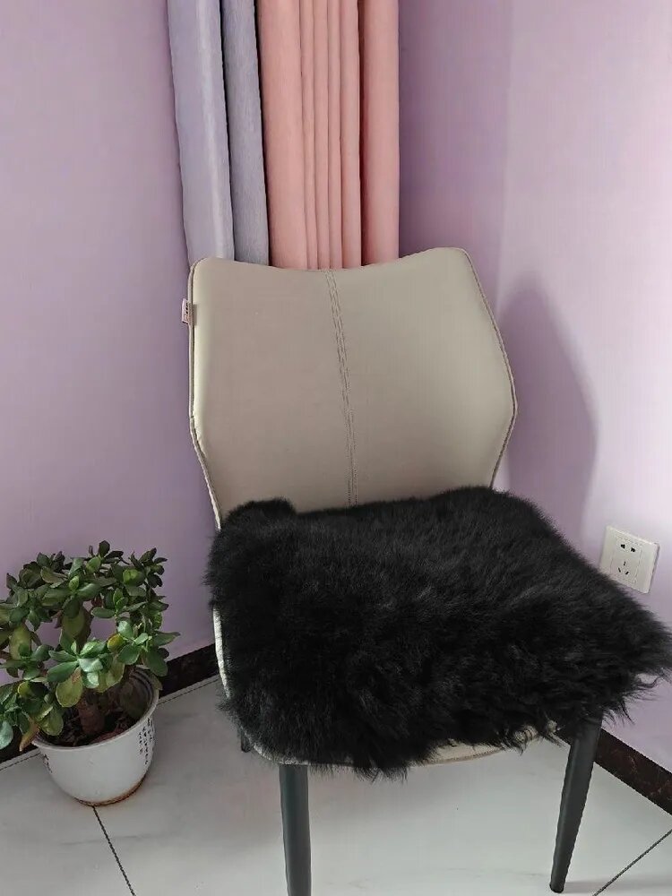 Подушка на стул 40x40 см, черная, квадратная, из чистой шерсти, гипоаллергенная