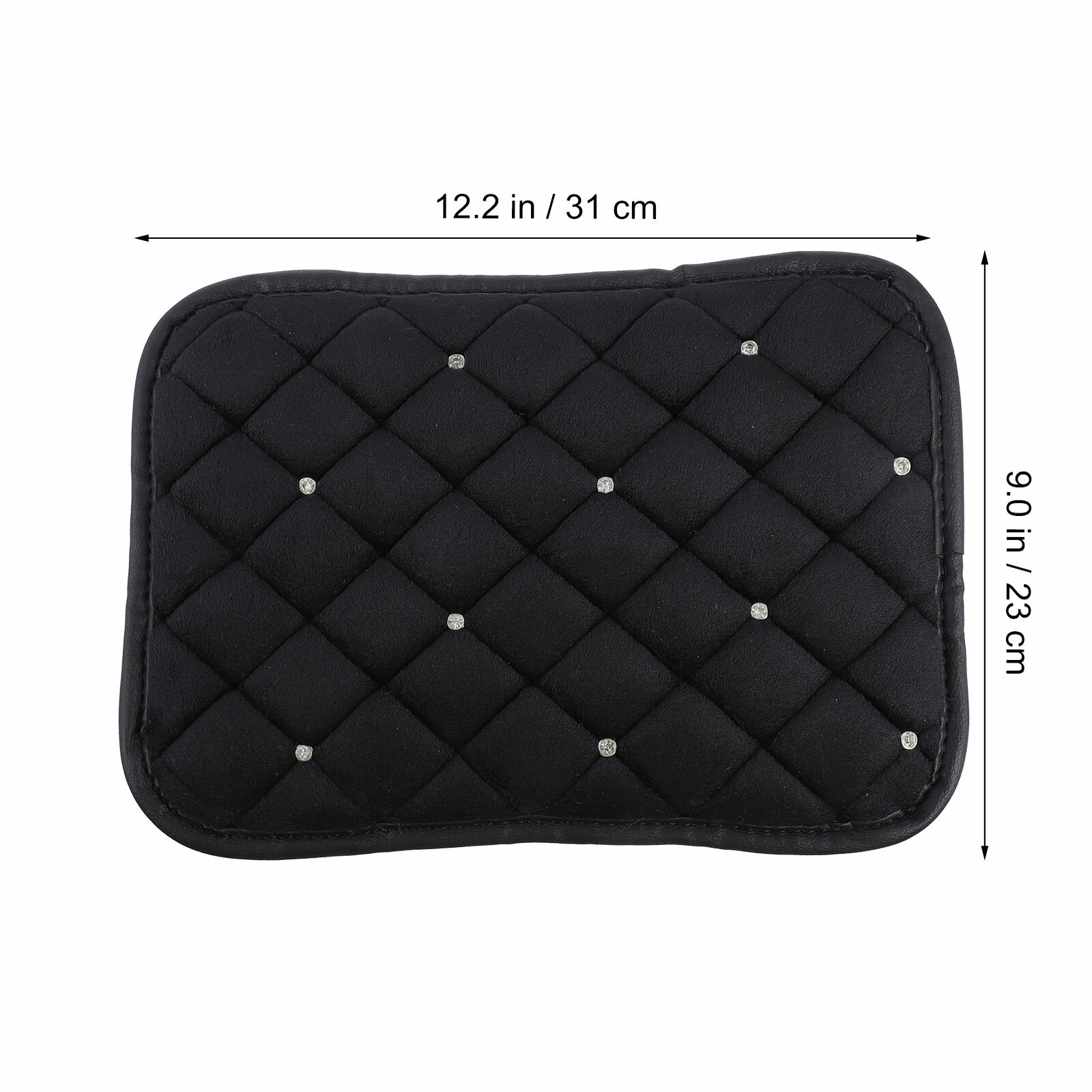 Подушка на подлокотник машины из plush материала с rhinestone дизайном, 31x23 см