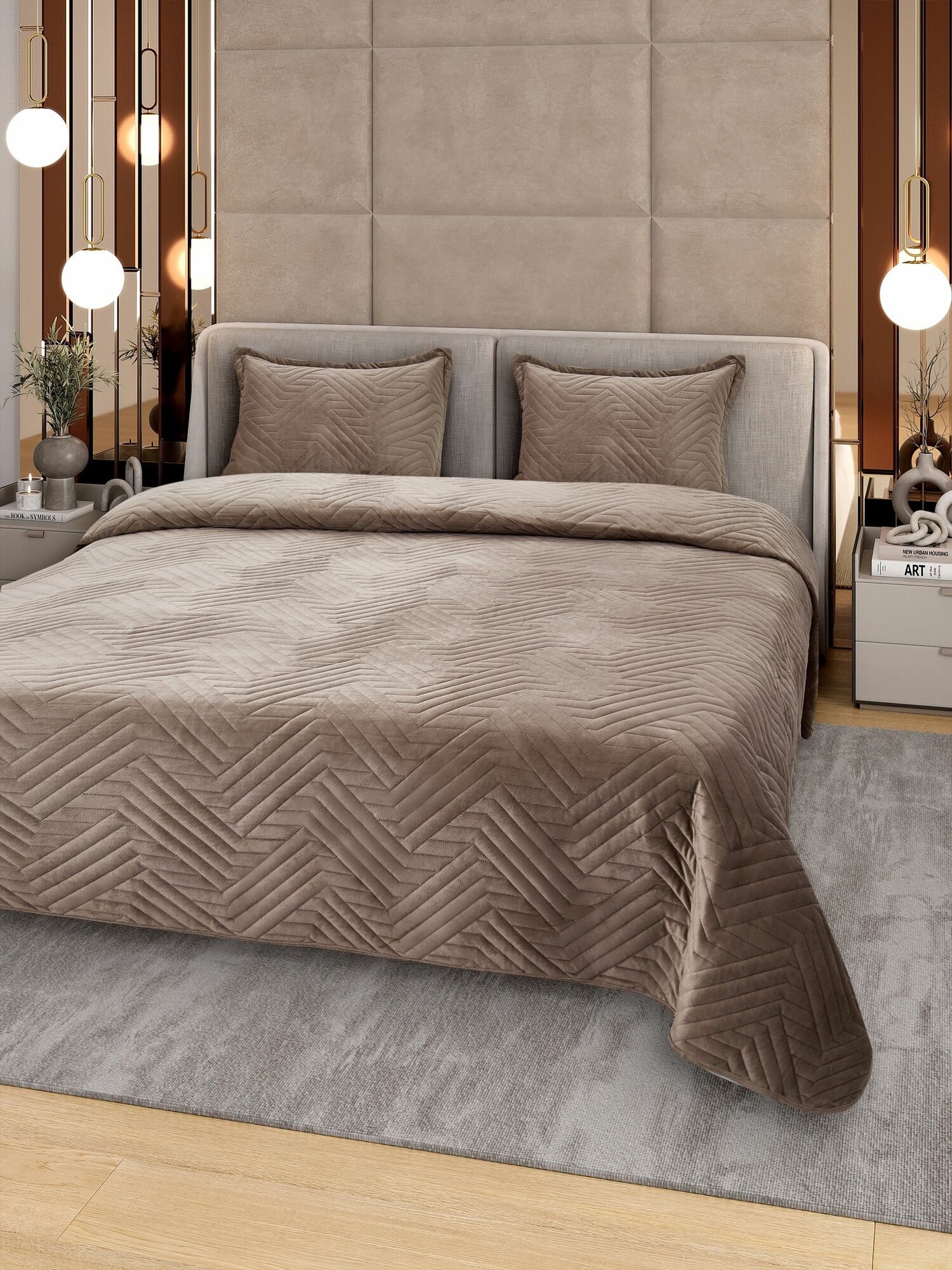 Покрывало на кровать 220х240 см, City Home Collection, цвет кофейный