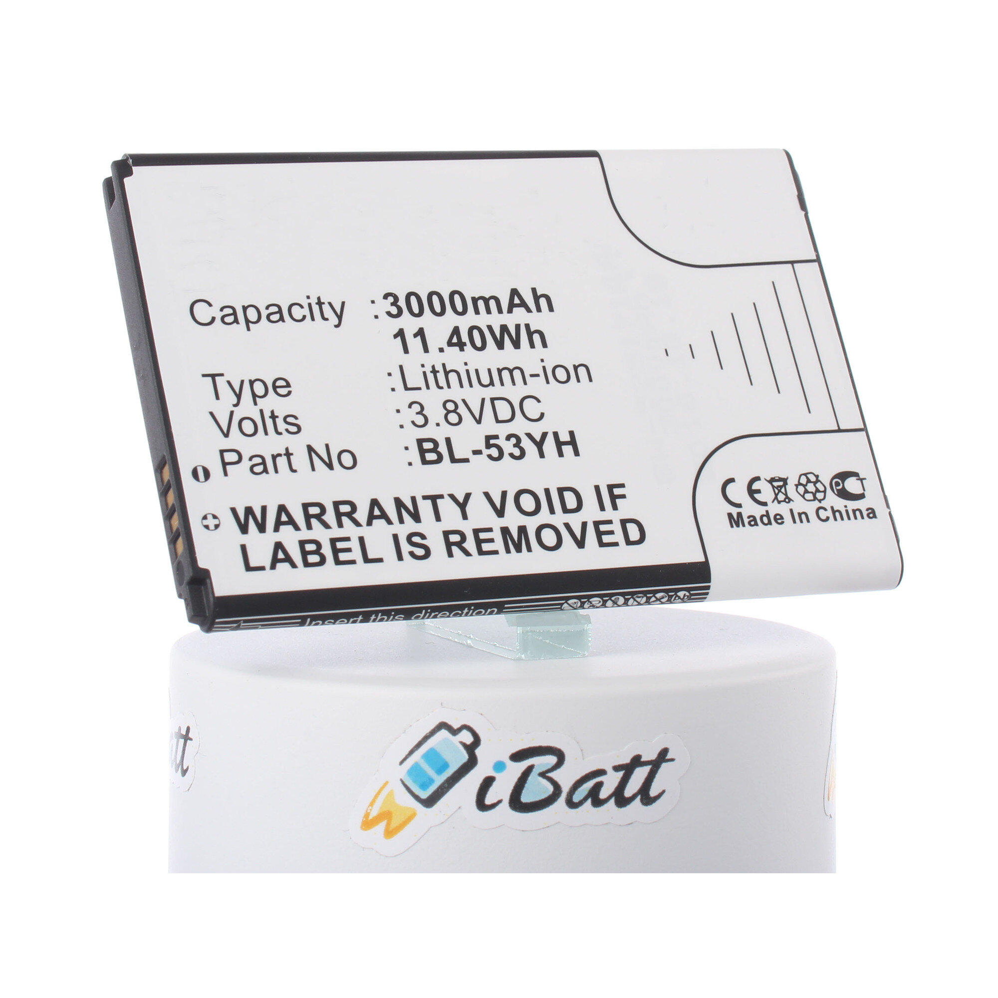 Аккумуляторная батарея iBatt 3000mAh для телефонов LG G3 D850, G3 D855, G3 Stylus D690 (BL-53YH)