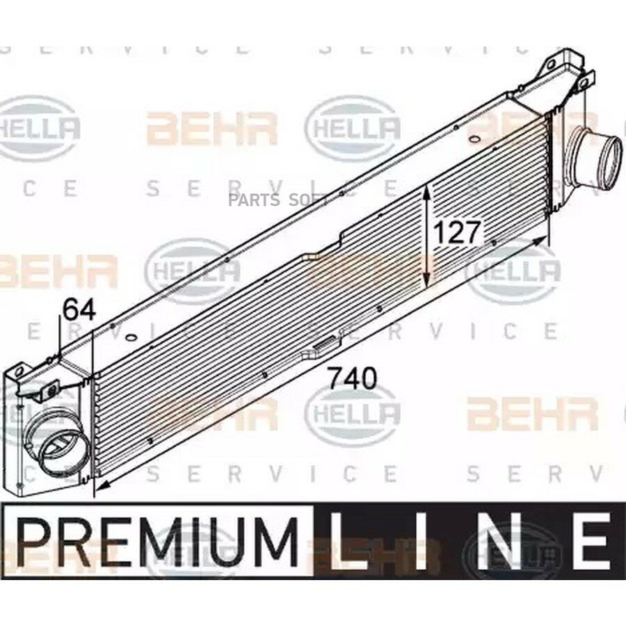 Интеркулер Peugeot Boxer 3 2.2HDi 06 от официального дистрибьютора, BEHR-HELLA, артикул 8ML376746021