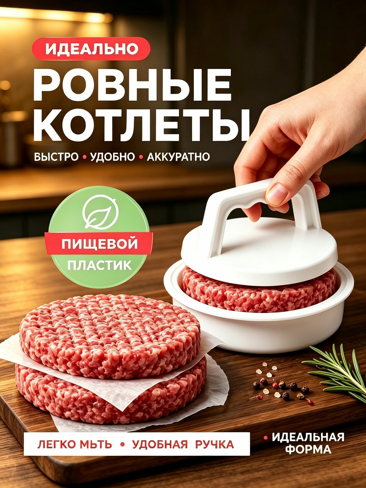Форма для котлет 1 шт, 5 см, длина 13 см