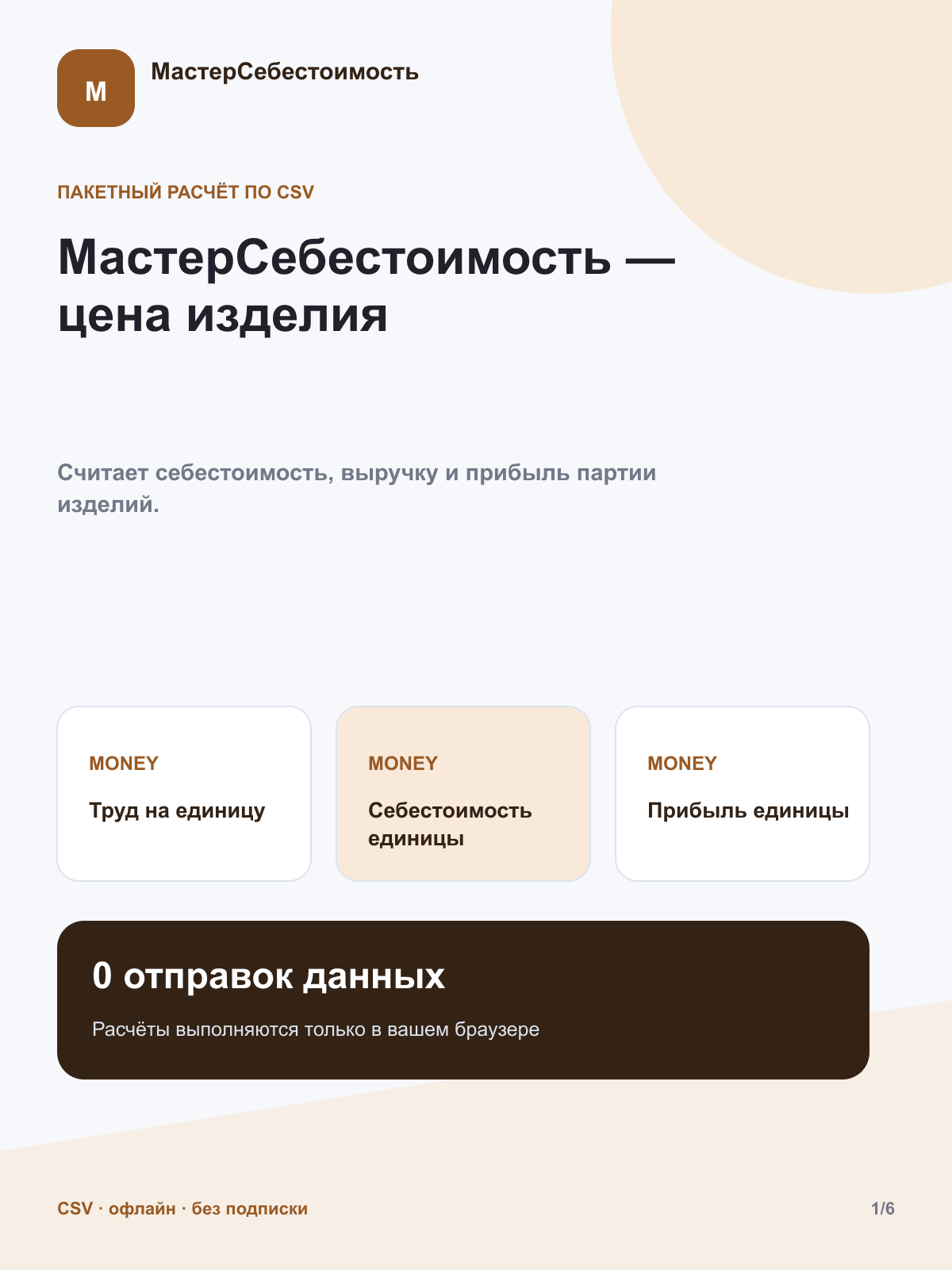 МастерСебестоимость — цена изделия — программа для CSV