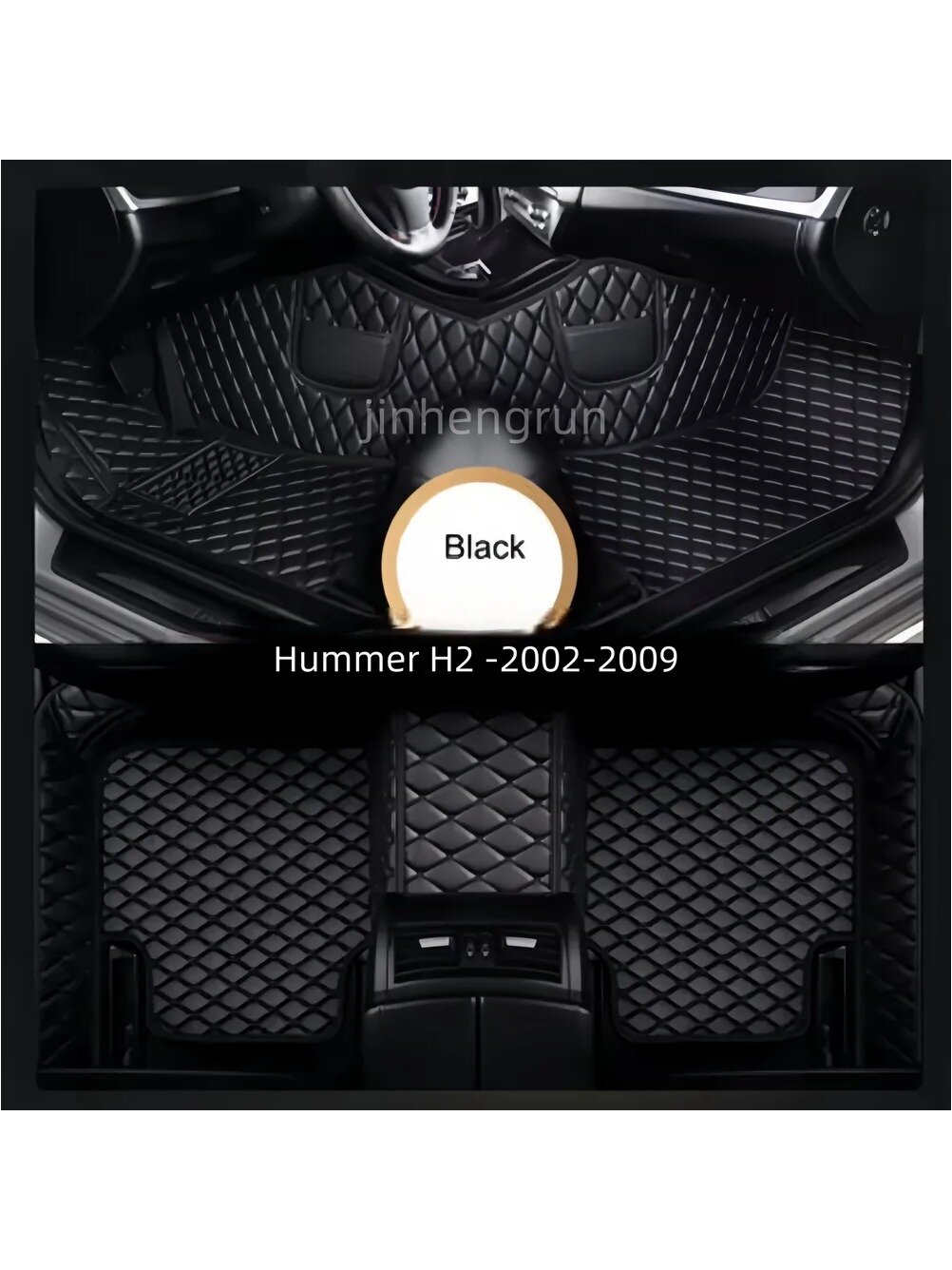 Коврики в салон автомобиля из искусственной кожи, чёрные, 3 шт. для Hummer H2 2002–2009