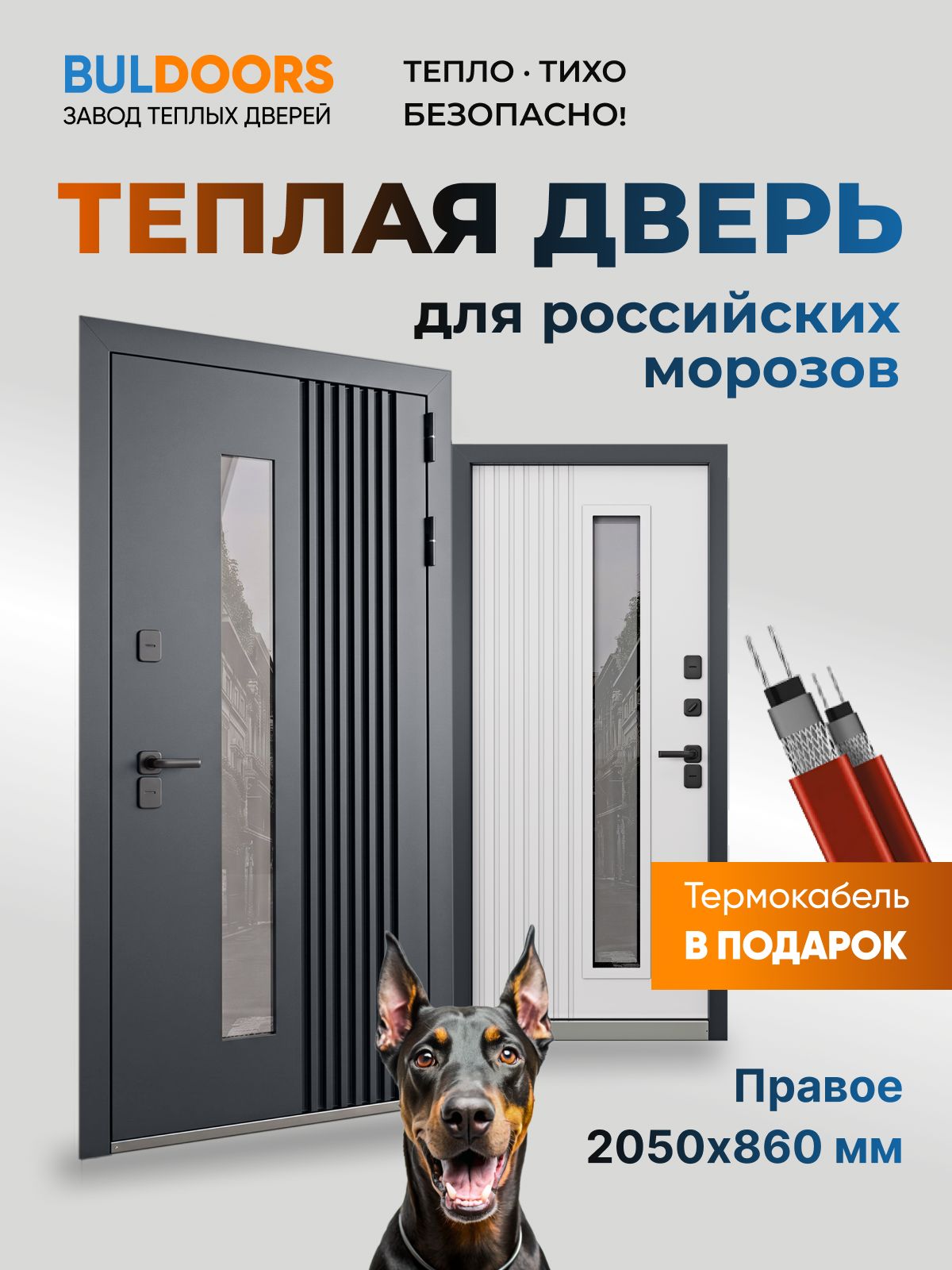 Завод теплых дверей BULDOORS Дверь входная металлическая для дома с терморазрывом TERMO Premium 7-860Пр7024
