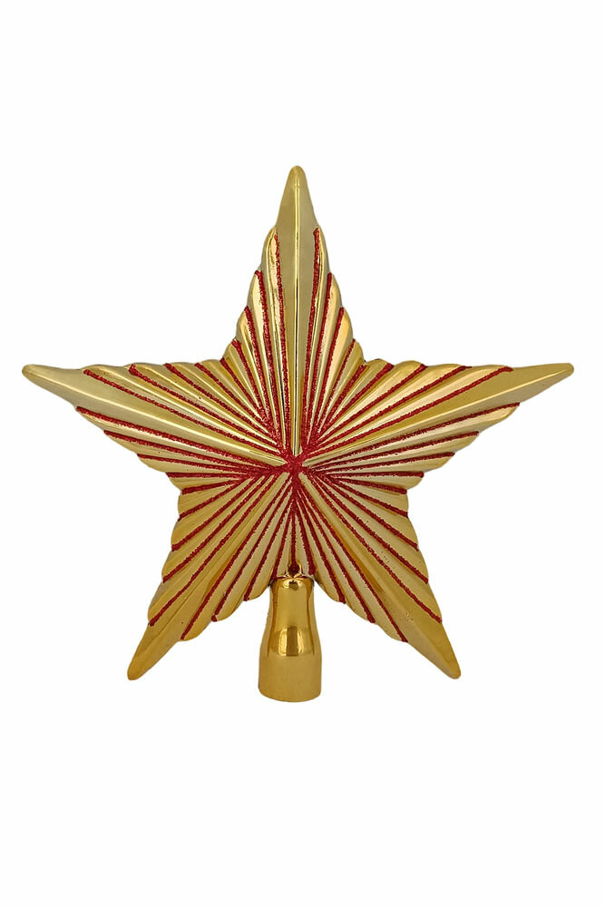 Ёлочная верхушка звезда тауни, пластик, золотая с красным, 20 см, Дю Эссе Кристмас (Due Esse Christmas) XNA23061631