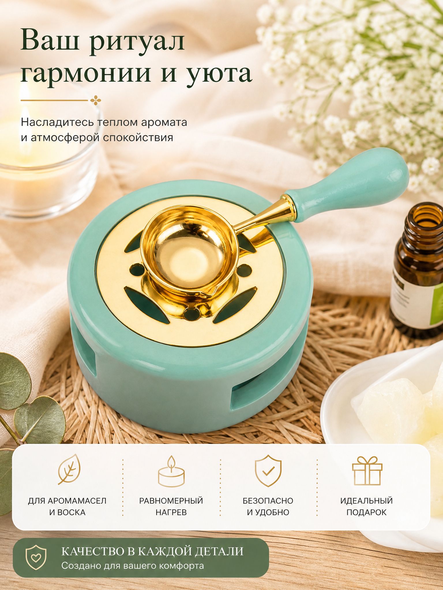 Сургучница деревянная с ложкой для плавления сургуча