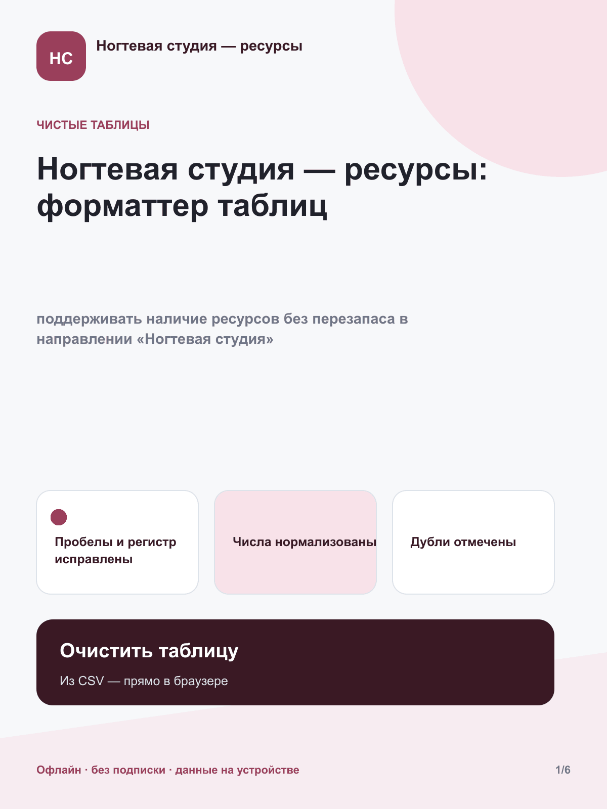 Ногтевая студия — ресурсы: форматтер таблиц