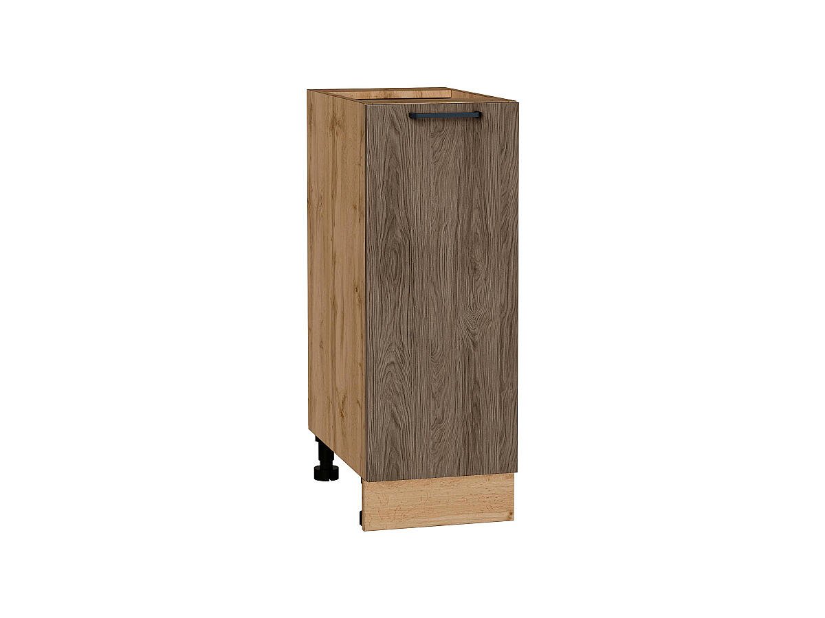 Шкаф нижний с 1-ой дверцей Флэт, цвет фасада Brown Casella Oak 2S, цвет каркаса Дуб Вотан, 816*300*478 (В*Ш*Г) мм