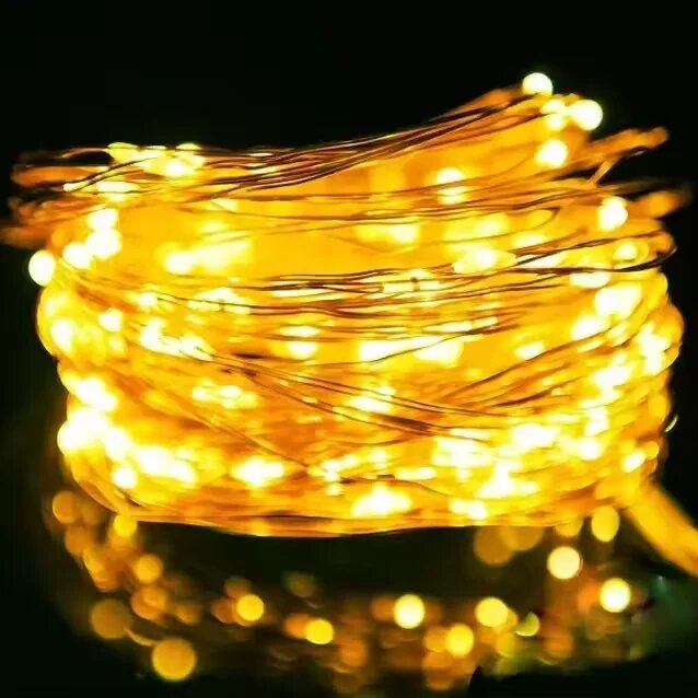 DRTSRU LED гирлянды на медной проволоке, 2/5/10 м, белый/теплый Желтый, Warm, Battery box-10M