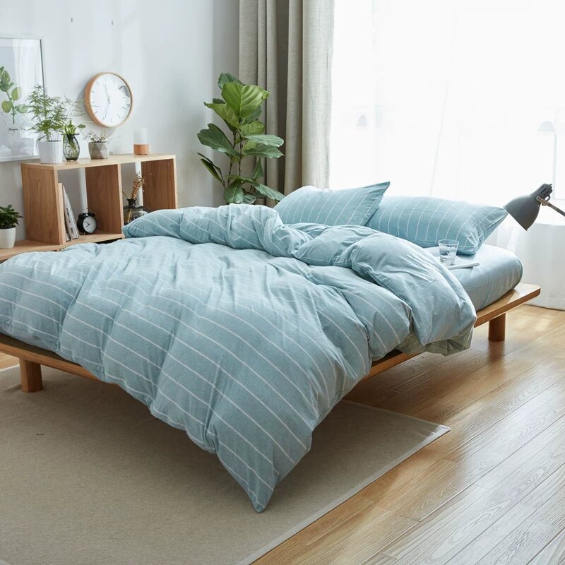 Элитный комплект постельного белья MUJI из четырех предметов: простыня и пододеяльник из чистого хлопка, модель 2026