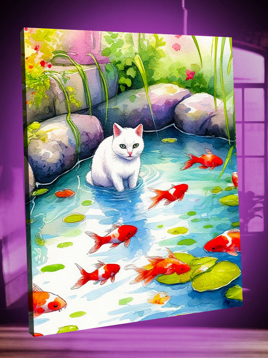 Интерьерная картина Котик и пруд