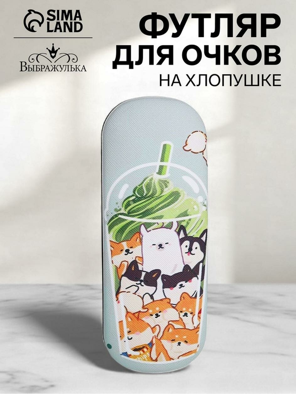 Футляр для очков Выбражулька, на хлопушке, длина 16 см, цвет голубой
