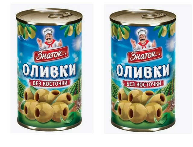 Знаток Оливки без косточки, 280гр,2шт