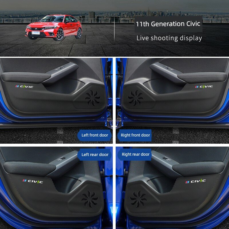 Комплект защитных накладок для всех дверей Honda Civic 11-го поколения 2022-2025 гг, полная защита салона
