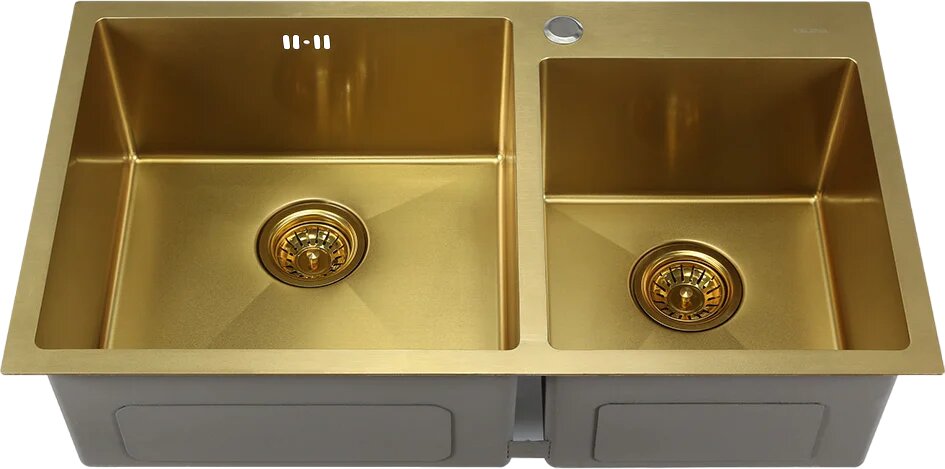 Мойка кухонная Melana S8045HG золото металлическая, 80x45, прямоугольная, мойка для кухни, золотая, матовая