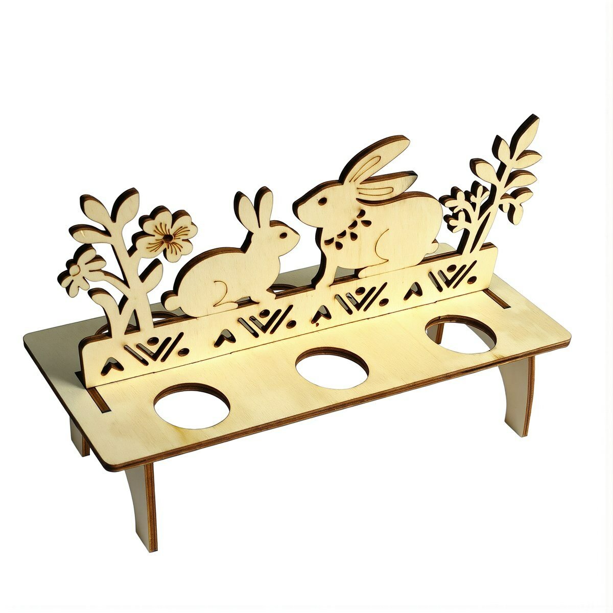Подставка для пасхальных яиц из дерева декоративная фигурка зайца ручная сборка для домашнего интерьера украшение стола на пасху
