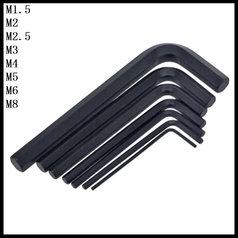Никелированные черные шестигранные ключи из углеродистой стали M2 x50pcs, черный
