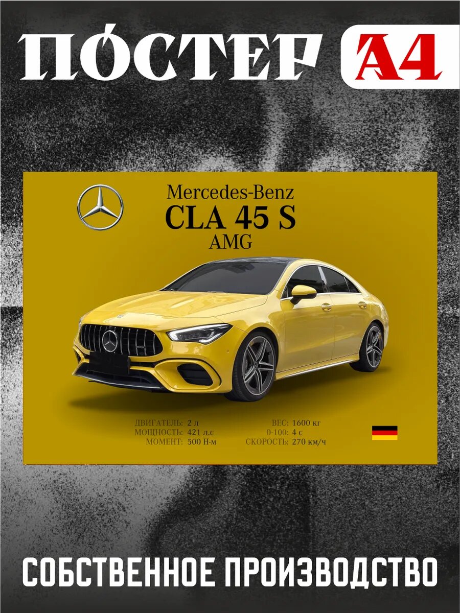 Постер на стену А4 Mercedes-Benz CLA 45 S AMG мерс amg