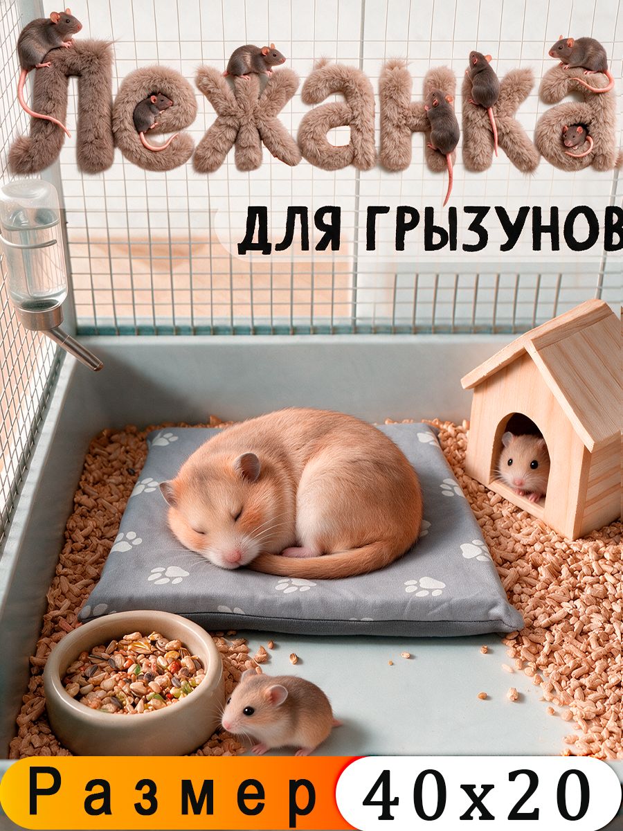 Лежанка для грызунов, 40х20см: для крыс, морской свинки, хорька.