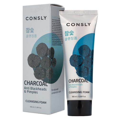 Consly Кремовая пенка для умывания c древесным углем против черных точек, Charcoal Anti Blackheads, 100 мл.