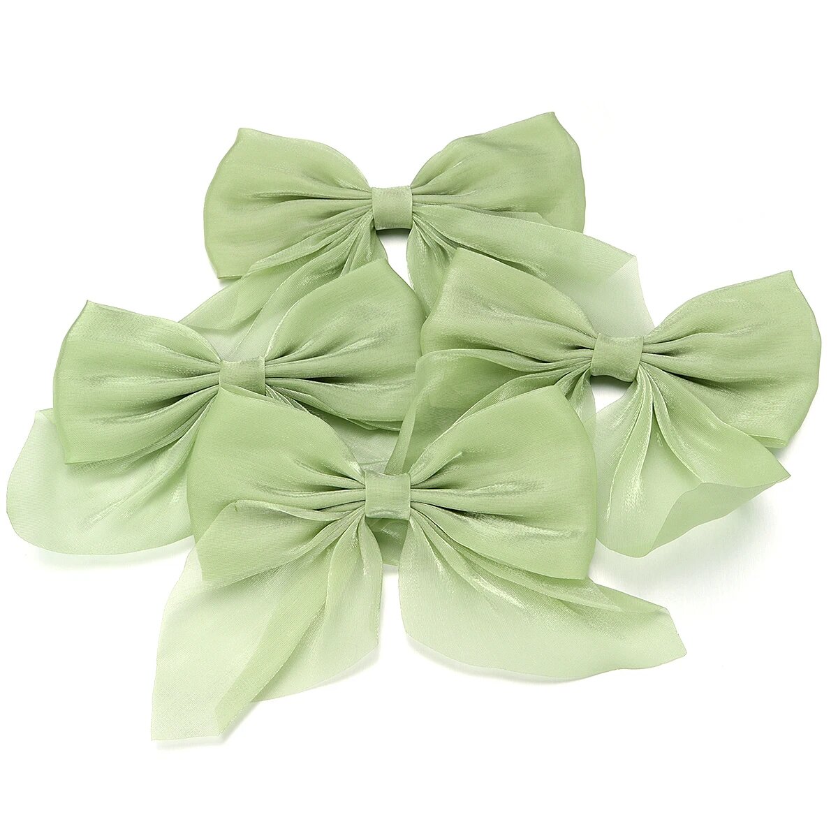Шифоновые ленты-банты, цветы, 4 шт, 120 см Зеленый, Green