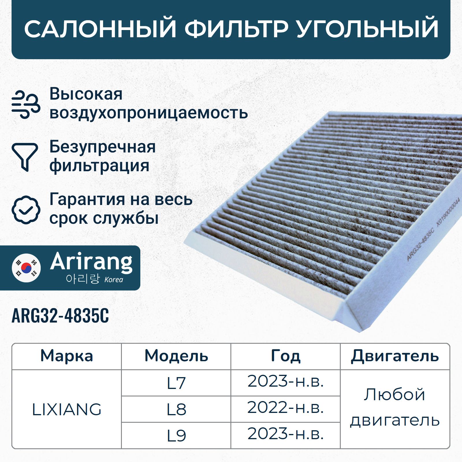 Фильтр салона угольный Лисян L7, L8, L9 / OEM X0190000044