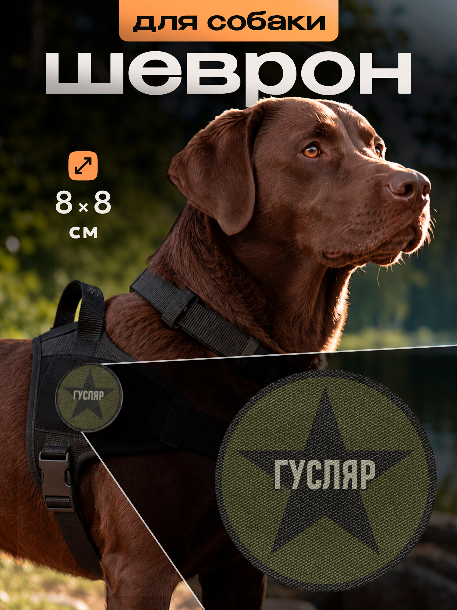 Шеврон IREVIVE кожаный, круглый 8 см, Гусляр , на липучке, для формы, военному