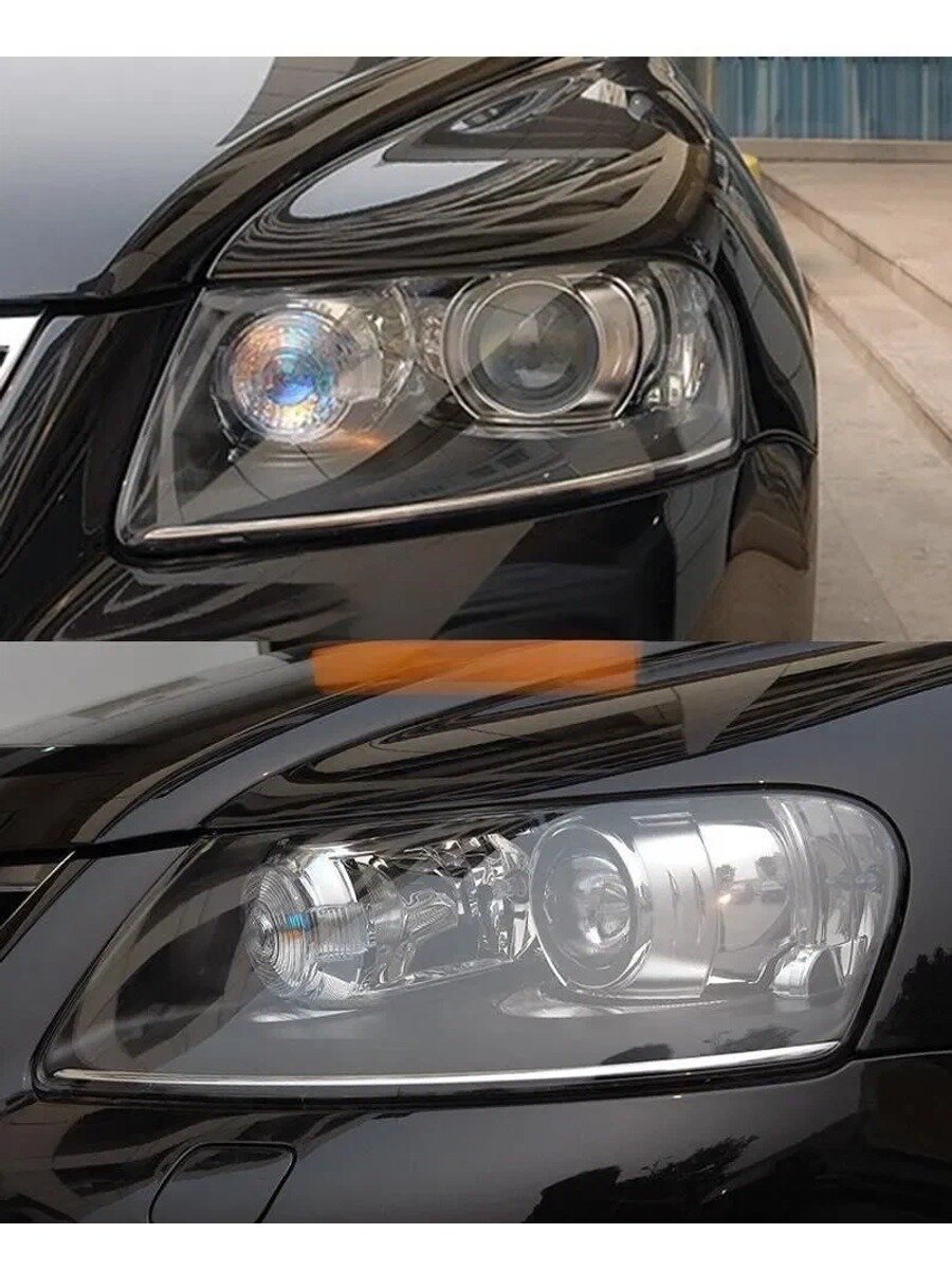 Стекло фары, 2 шт, арт. 116034, для Volkswagen Touareg 1 дорестайлинг (2002-2006), прозрачное, поликарбонат, комплект
