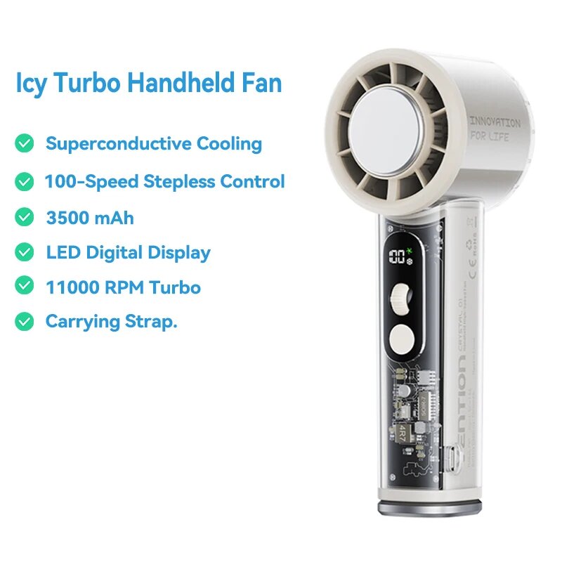 Портативный вентилятор VENTION Superconductive Cooling 3500mAh silver
