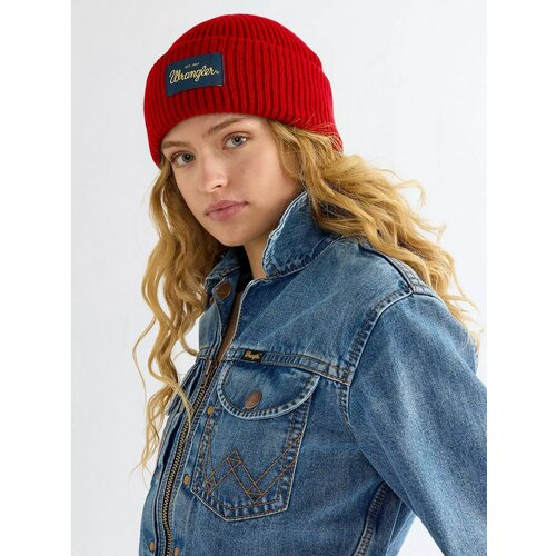 фото Шапка wrangler ribbed wool beanie для женщин, размер os, красный