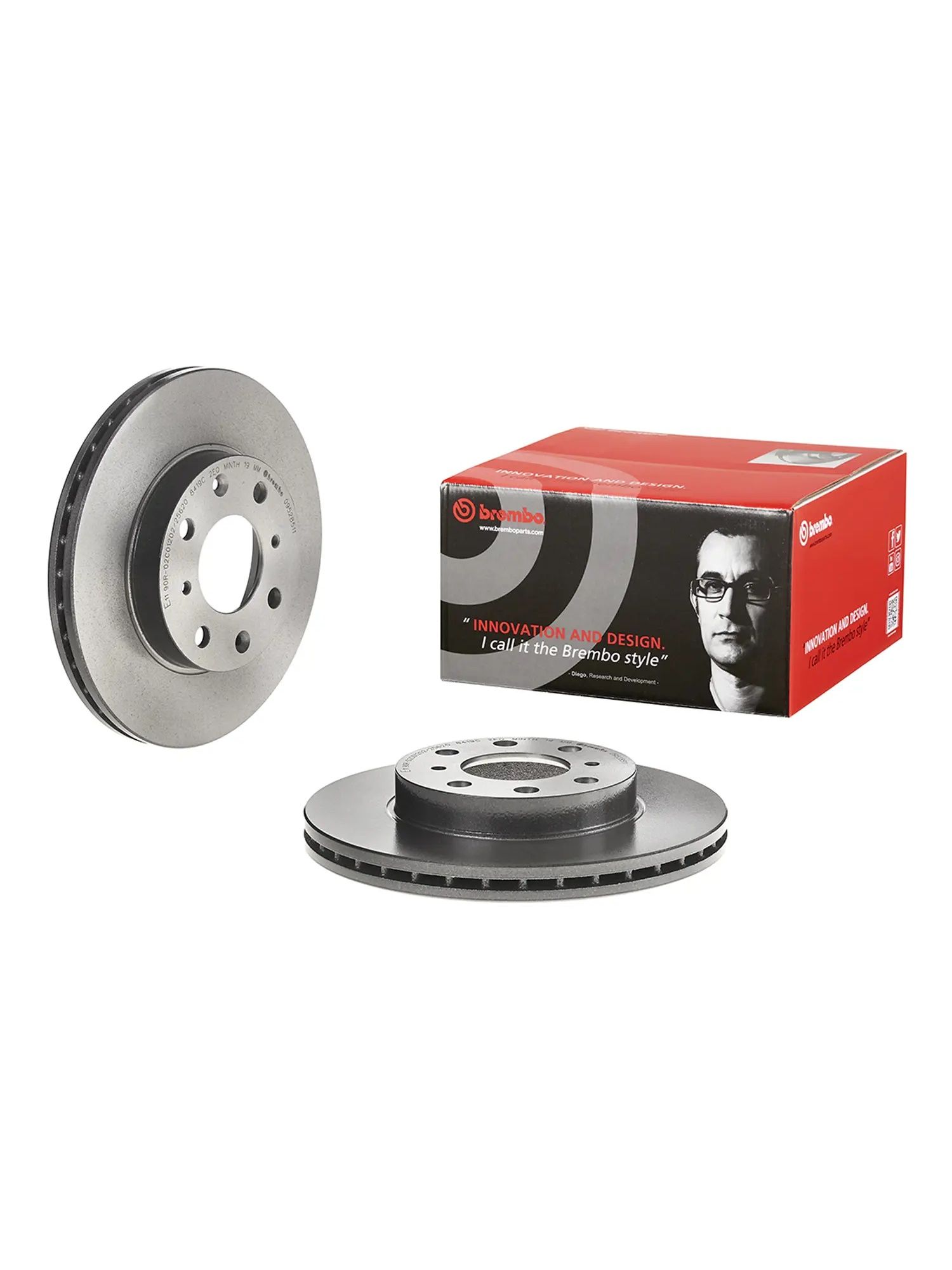 Диск тормозной вентилируемый передний BREMBO (09.5285.11) Prime UV Coated