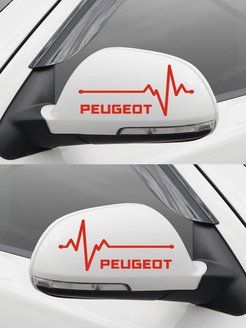 Наклейки на боковые зеркала авто машины PEUGEOT пежо 2 шт