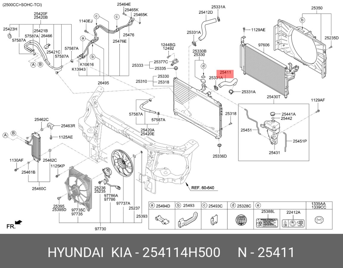 Патрубок радиатора охлаждения (верхний) org (Hyundai/Kia 254114H500)