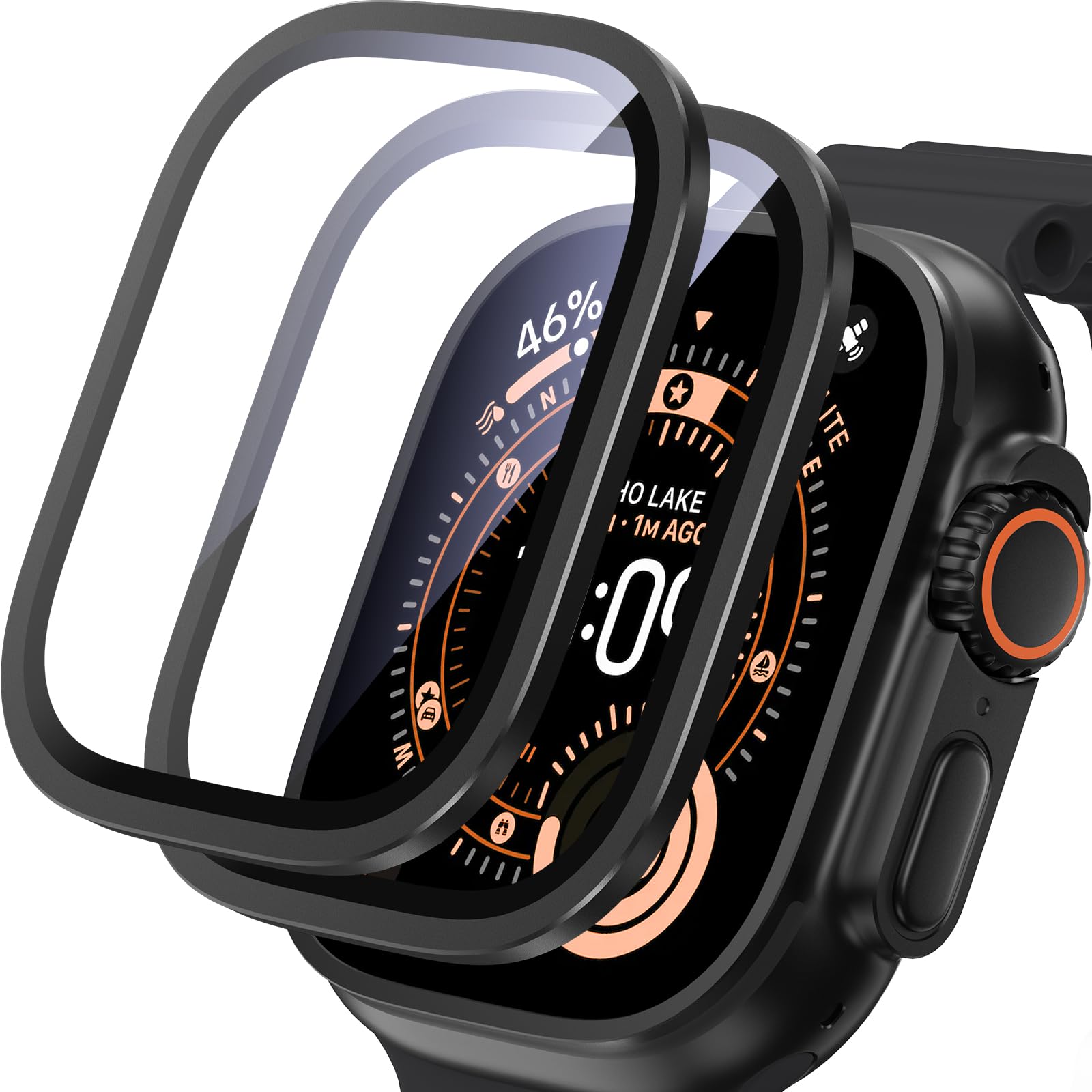 Набор из 2 шт, закалённое стекло 9H с титановым металлическим ободком, для Apple Watch Ultra 3 / Ultra 2 / Ultra 49 мм, защитная прозрачная пленка для iWatch 49 мм