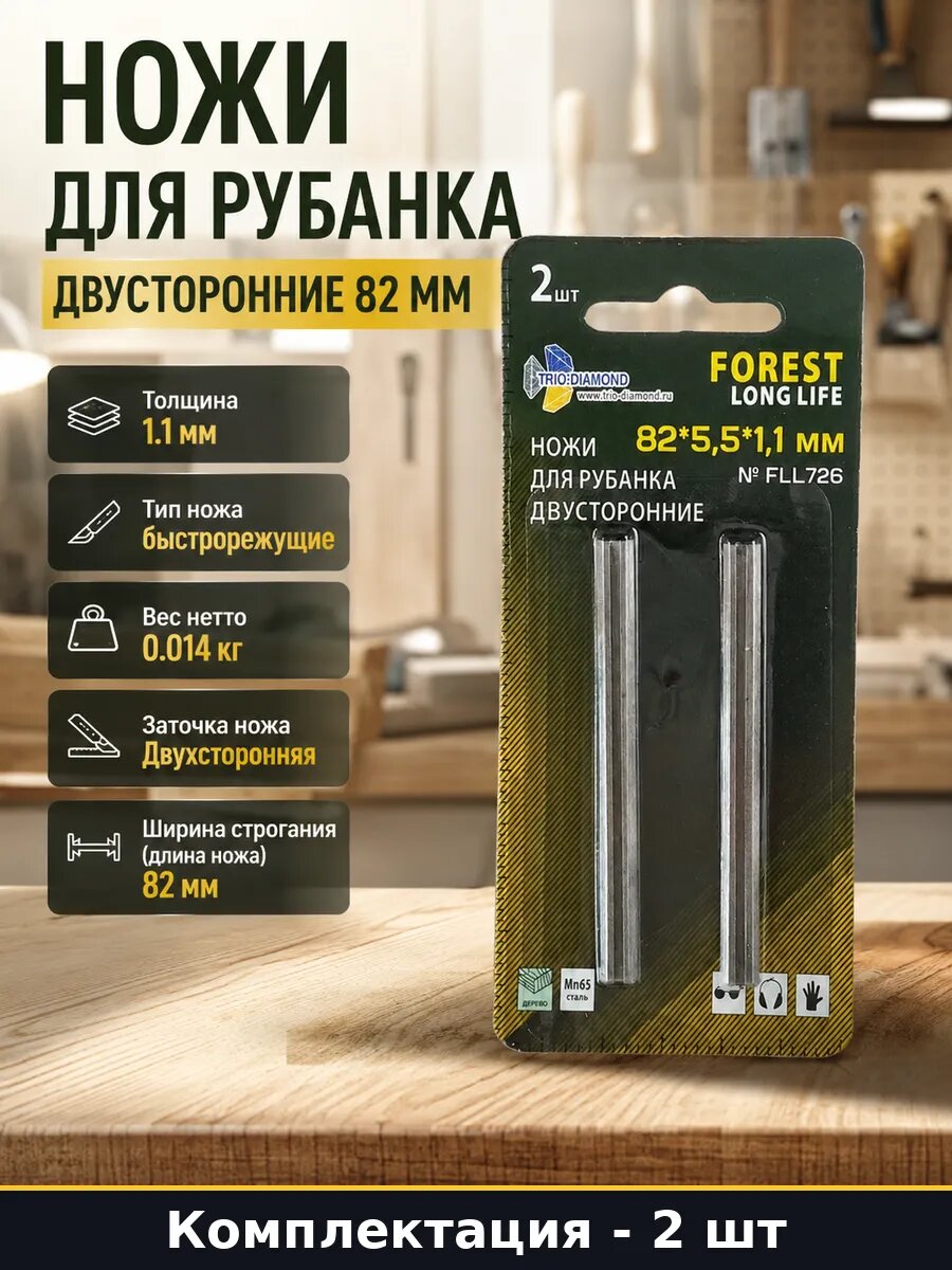Ножи для рубанка двусторонние 82 мм комплект 2 штуки