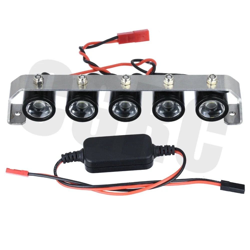 Металлический прожектор 5 LED 5Вт, черный, 1/10 RC