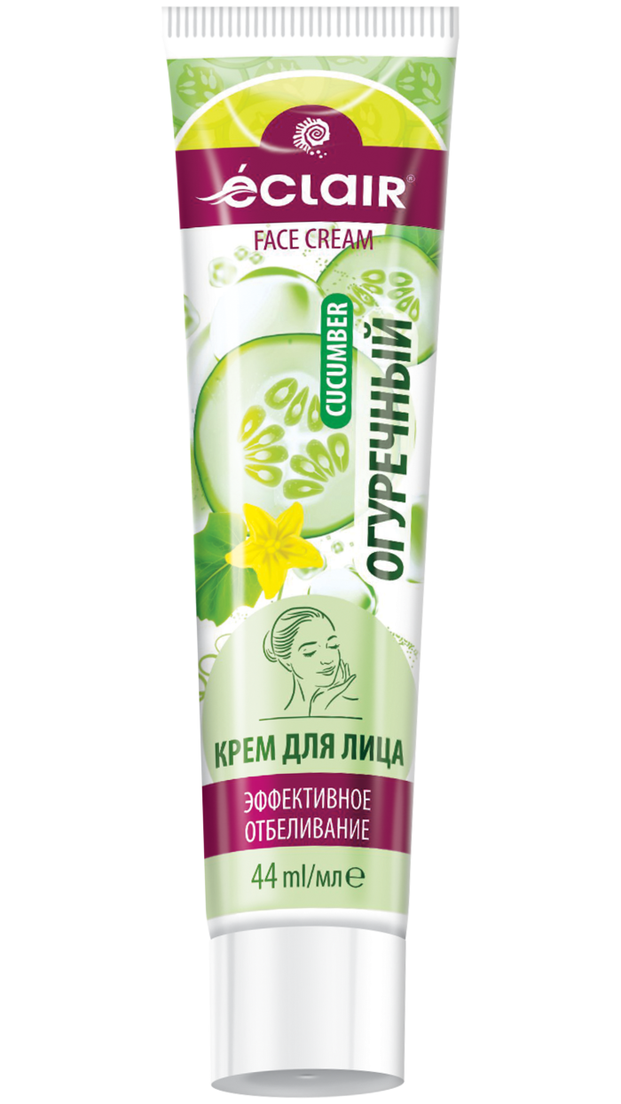 Крем для лица Eclaire "Огуречный" с дозатором, Эффективное отбеливание, для всех типов кожи, 44г