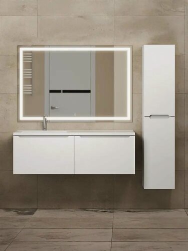 Изображение товара Тумба под раковину Uperwood Tanos, для ванной комнаты, левая, подвесная, белая, 120см