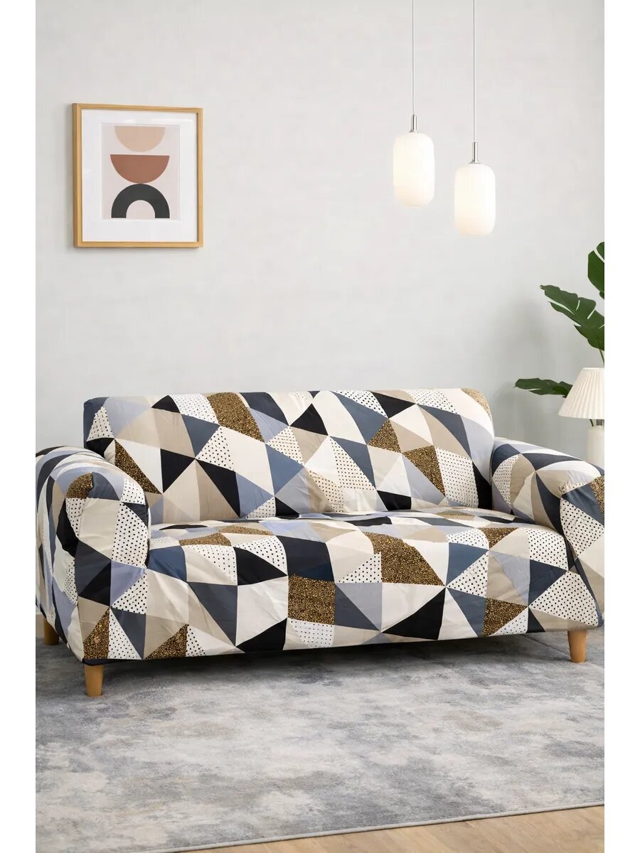 Чехол на трехместный диван на резинке универсальный
