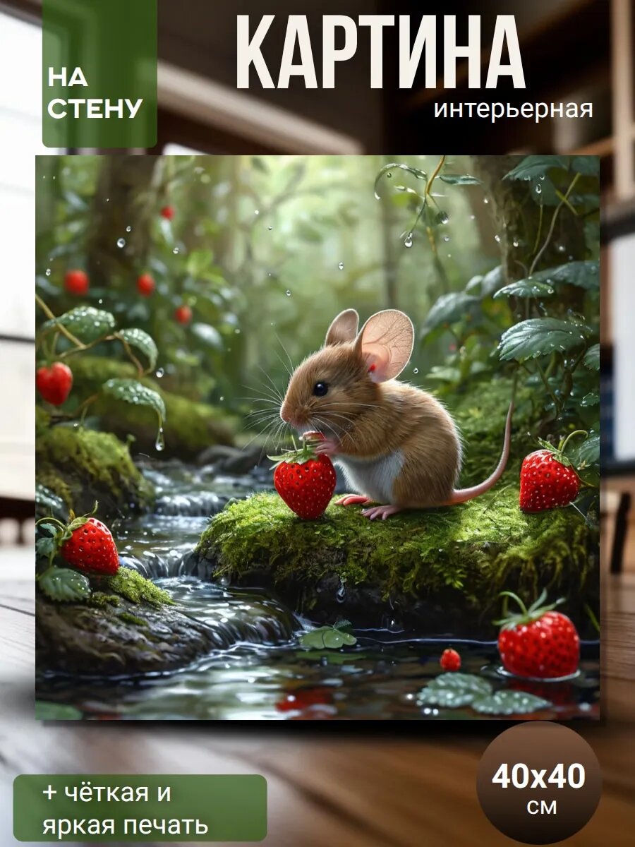 Картина на стену (40х40см) для интерьера Мышонок