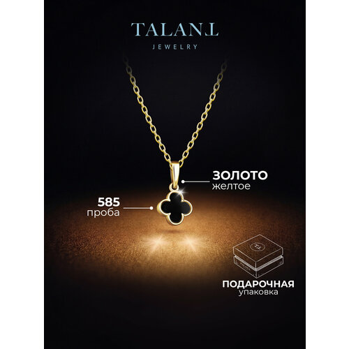фото Подвеска talant, желтое золото, 585 проба, оникс, желтый, черный, золотистый