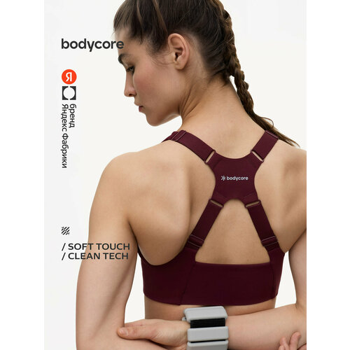 фото Топ спортивный bodycore из ткани soft touch с антибактериальной пропиткой, размер l, бордовый
