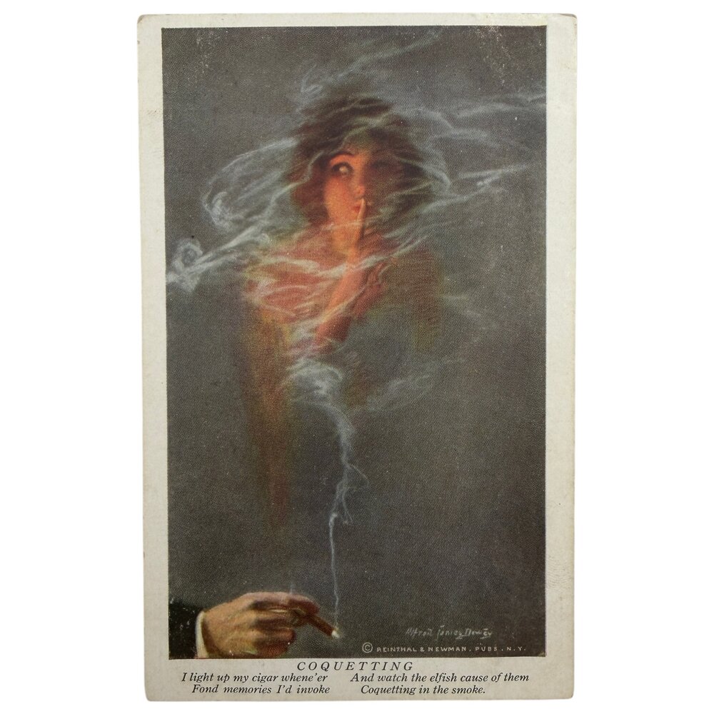 Почтовая открытка "Кокетство в дыму" 1910-1915 гг. США