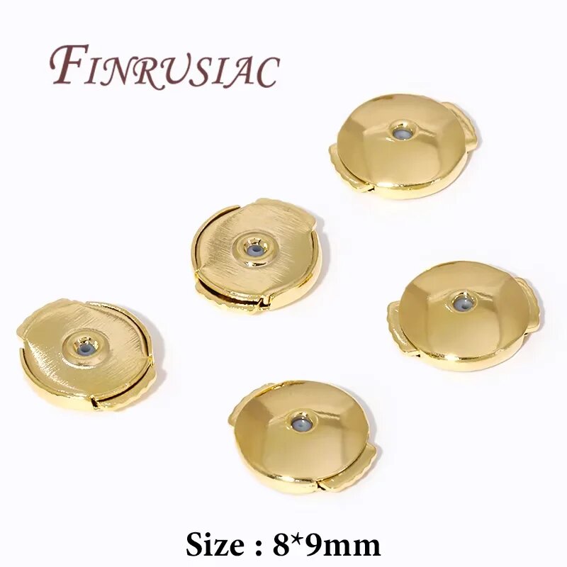 Застежки для сережек гвоздиков, позолота 18K, 8 шт