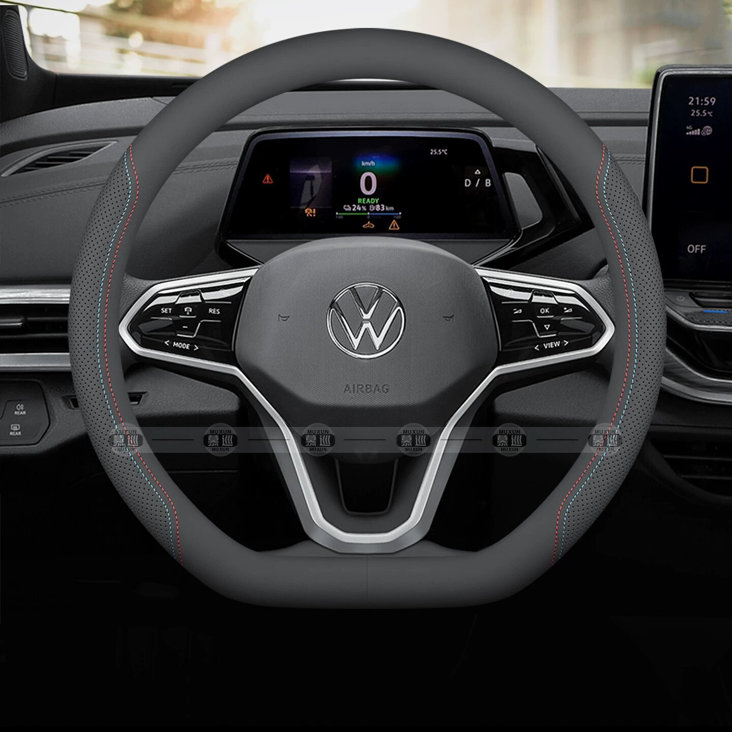 Оплетка руля для Volkswagen Talagon, натуральная кожа Nappa, 38 см, цвет Лунно-серый