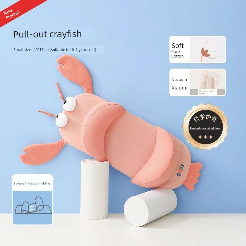 Детская ортопедическая подушка из мягкого хлопка раковина голубой 40x17x0.5см для младенцев против плоскоголовия