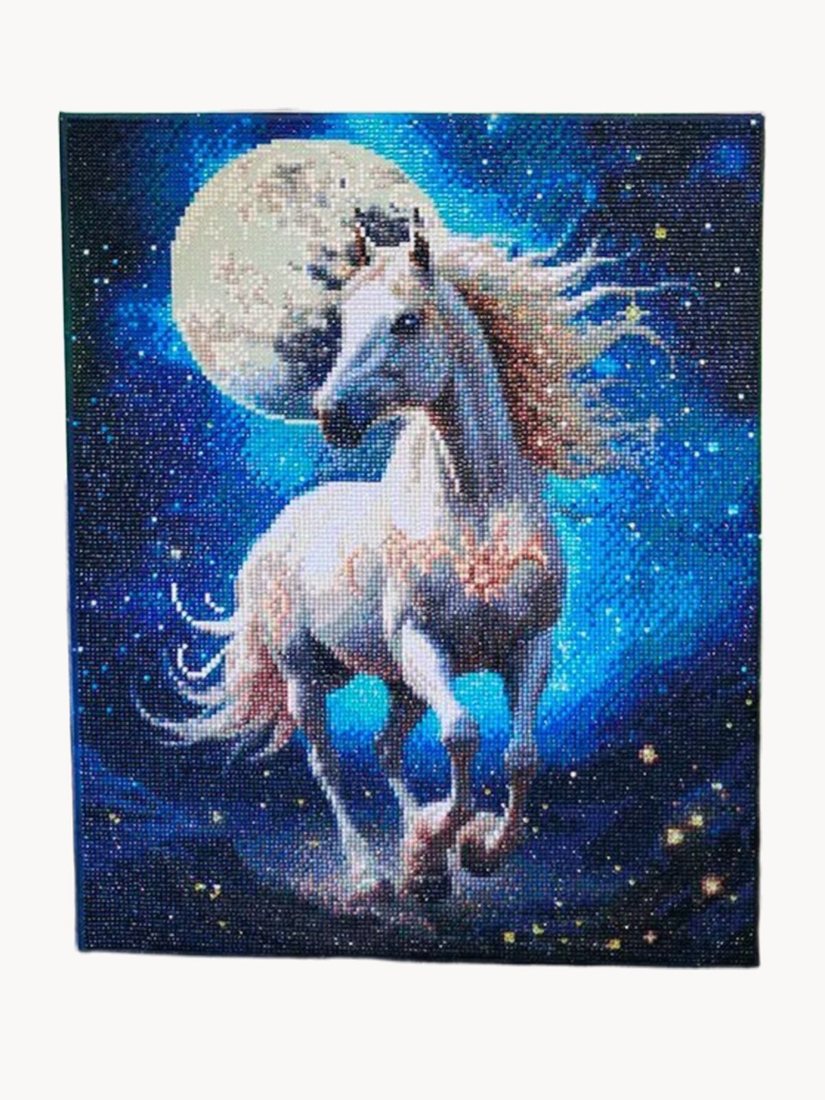 Алмазная мозаика «Белая лошадь со светящимися стразами»