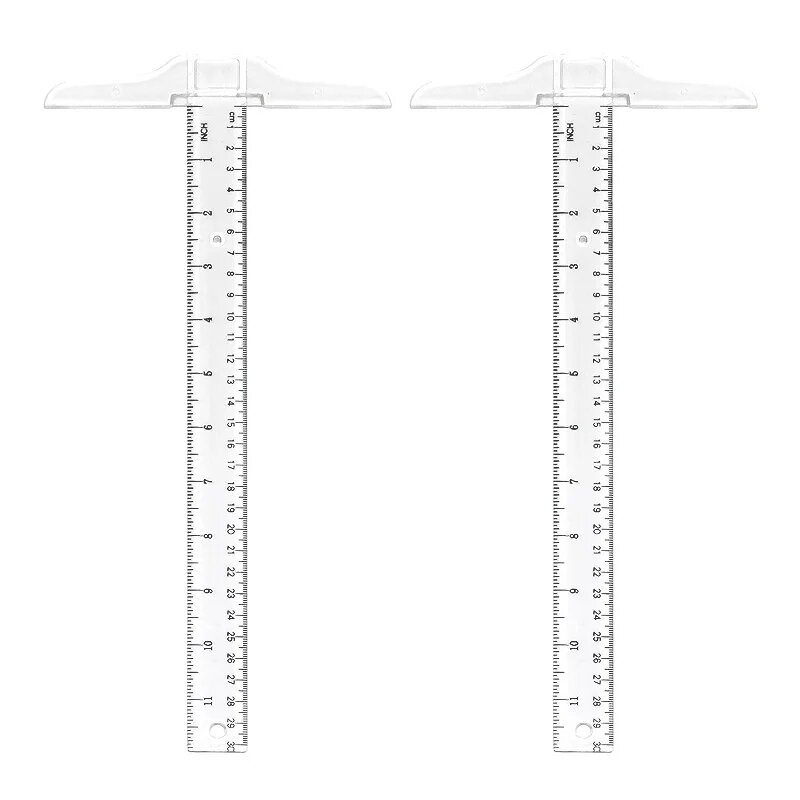 Набор из 2 прозрачных Т-образных линеек 30 см Transparent 2pcs