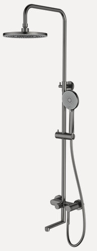 Изображение товара ESKO. Душевая система со смесителем Sochi ST260SCGM поворотный излив, тропический душ, цвет оружейная сталь (Gun Metal)